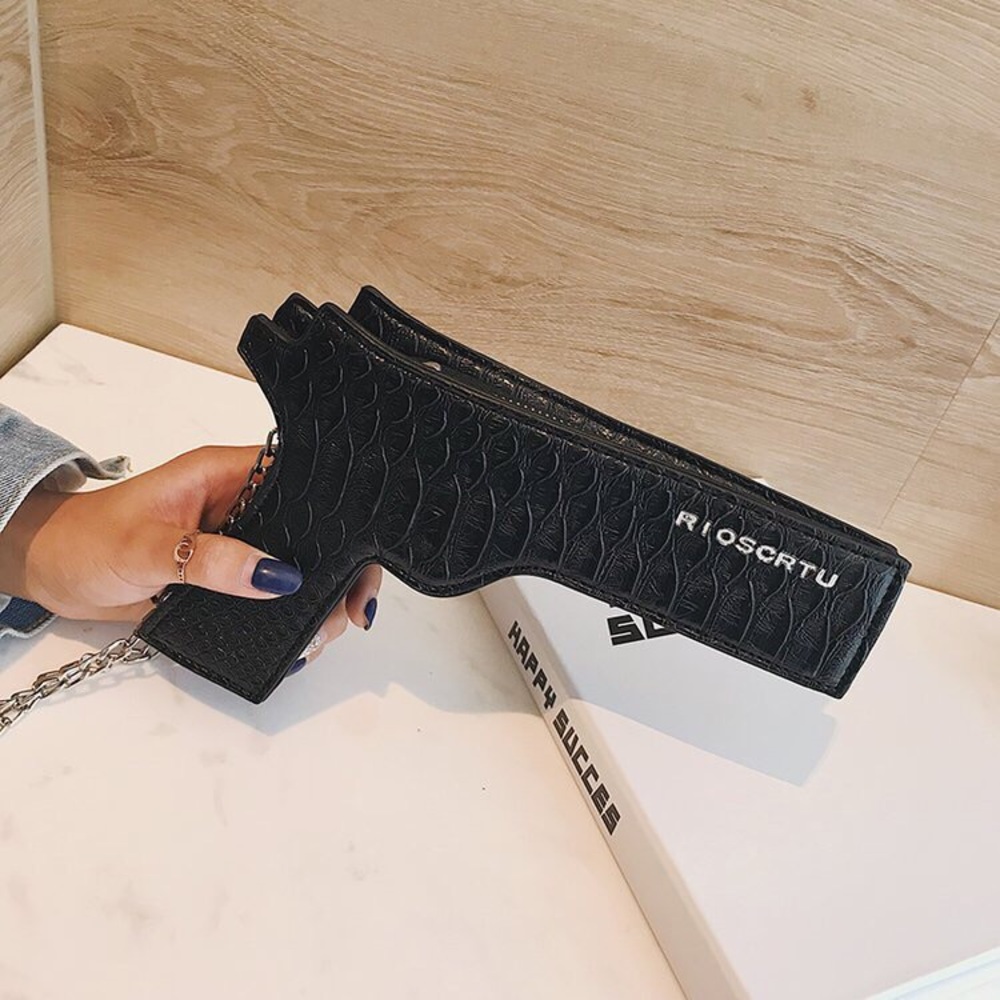 NEW Pistol Shape Purse Black Crossbody Chain